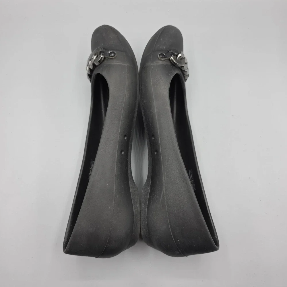 Crocs Gianna Ballet Flats Womens 9 Black Chain Link Slip On Comfort Shoes